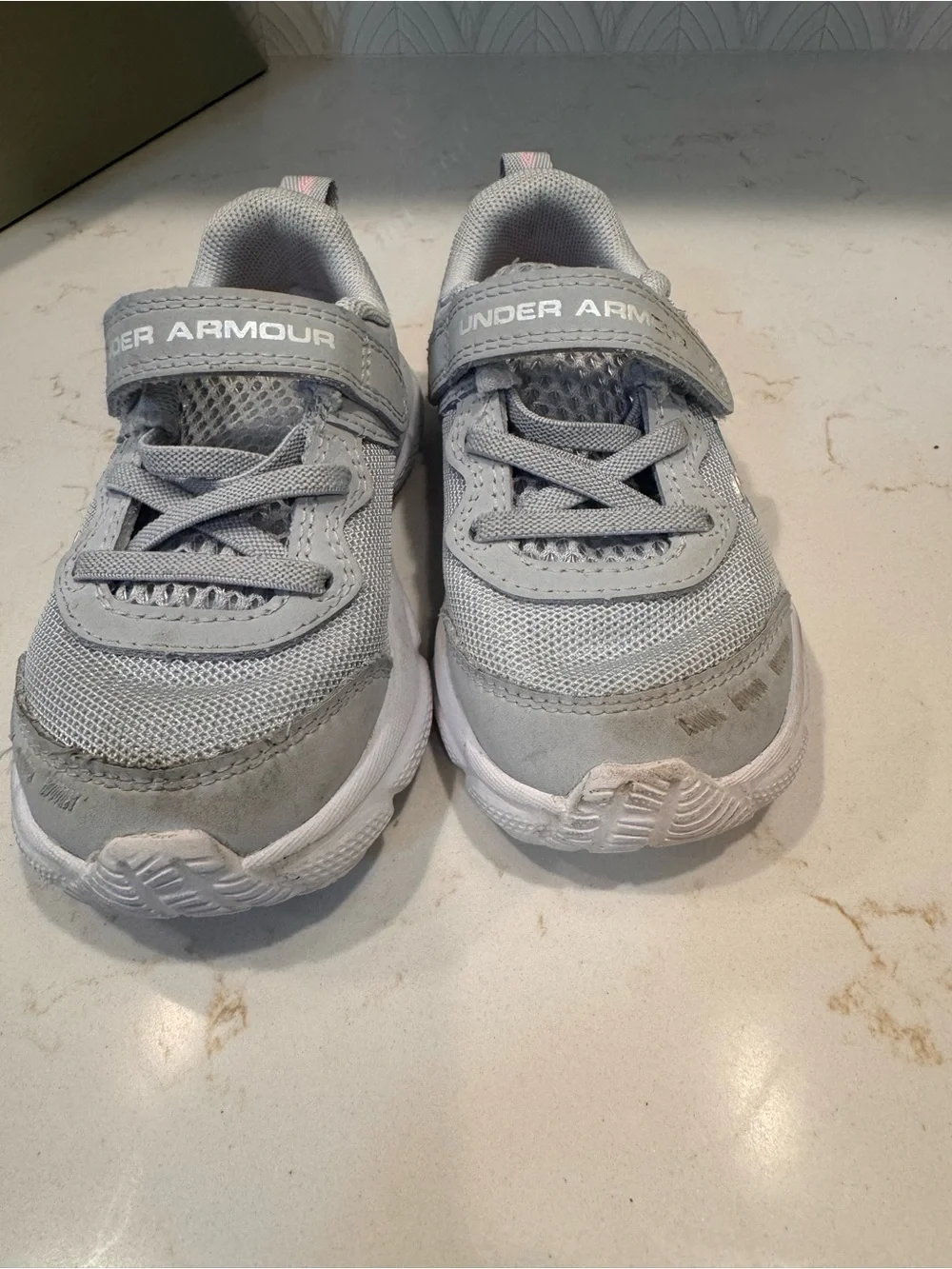 Under Armour Kids Light Gray and White Athletic Sneakers